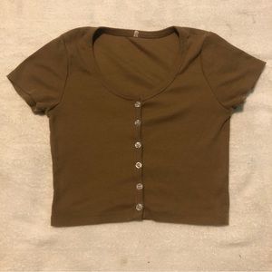 3/20$ SHEIN - Brown T-Shirt Crop Top